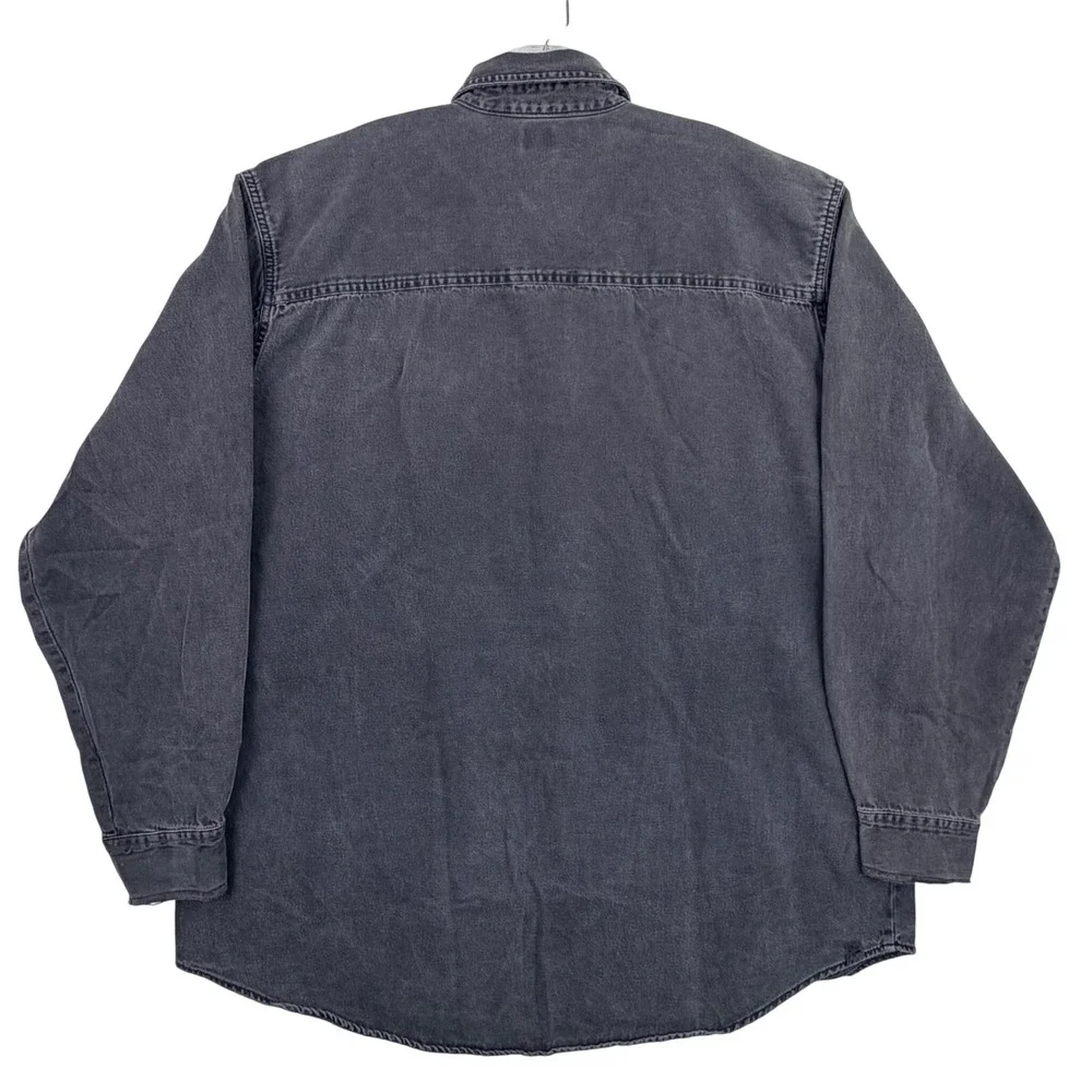 Levi's Red Tab Denim Shirt Men LARGE Blk Gray Metal Button Workwear Y2K Vintage
